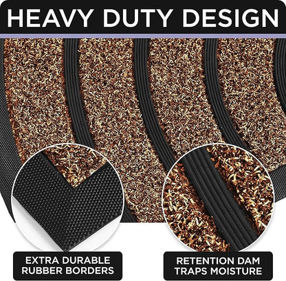ubdyo Durable Welcome Doormat - Low Pile Front Door Mat Outside Entrance - Muddy Dirt Trapping Welcome Matt Outdoor - Rubber Backing Anti Slip Indoor Doormat Entrance 32'' x 20'', Brown