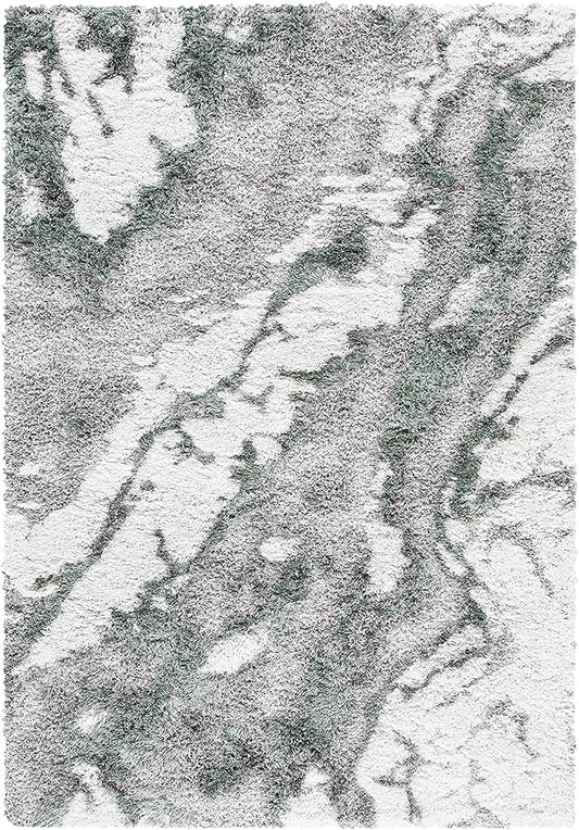 SAFAVIEH Horizon Shag Collection Area Rug - 11' x 15', Grey & Green, Modern Abstract Design, Non-Shedding & Easy Care, 2.6-inch Thick Ideal for High Traffic Areas in Living Room, Bedroom (HZN890Y)