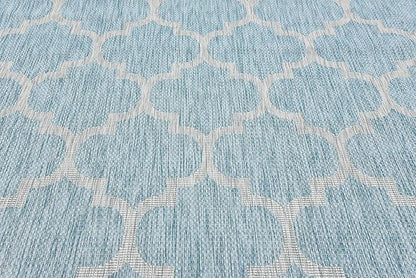 Unique Loom Outdoor Trellis Collection Area Rug (9' x 12' Rectangle, Aquamarine/ Gray)