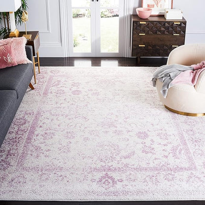 SAFAVIEH Area Rug 10x14 - Adirondack Collection - Large - Ivory & Lavender, Distressed Vintage Floral Design, Non-Shedding & Easy to Clean, Ideal for Living Room, Bedroom, Dining Space (ADR109U)