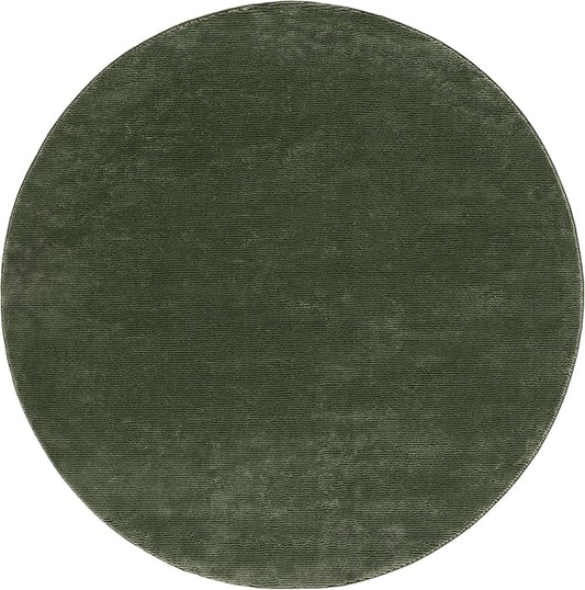 SAFAVIEH Revive Collection Area Rug - 5'3" Round, Green, Solid Design, Non-Shedding & Easy Care, Ideal for High Traffic Areas in Living Room, Bedroom, Dining (REV102Y-5R)