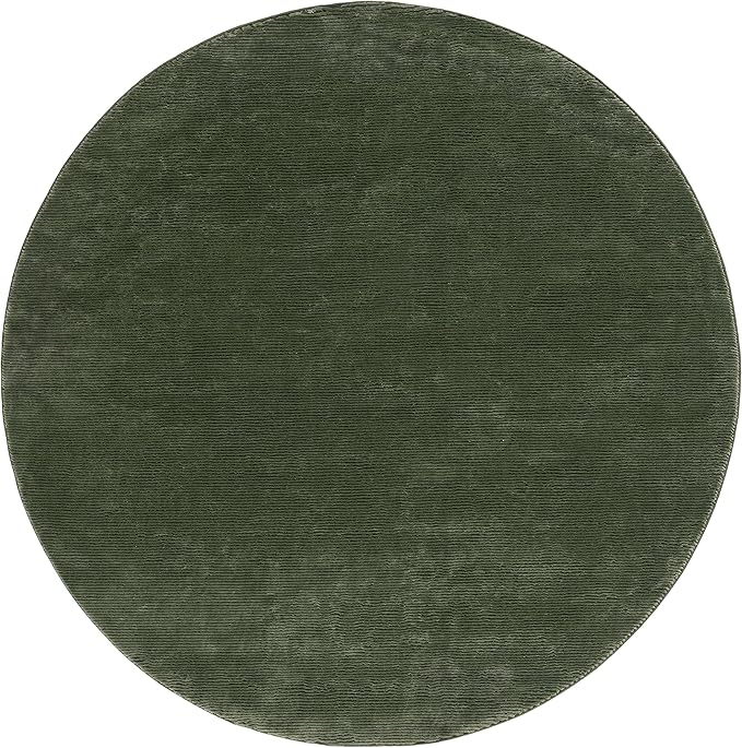 SAFAVIEH Revive Collection Area Rug - 5'3" Round, Green, Solid Design, Non-Shedding & Easy Care, Ideal for High Traffic Areas in Living Room, Bedroom, Dining (REV102Y-5R)