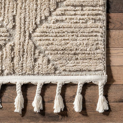 nuLOOM Kerry Beige, 6' Round, Geometric, Soft and Cozy, High Traffic, Stain Resistant, Easy Clean, Durable Area Rug for Bedroom, Living Room, Dining Space, Den, Foyer, Entryway