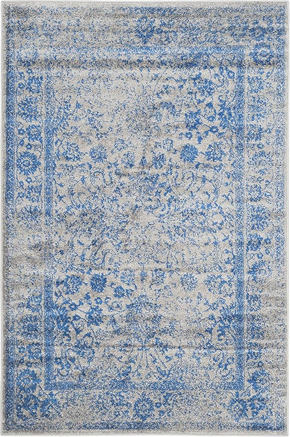 SAFAVIEH Area Rug 6x9 - Adirondack Collection - Grey & Blue, Distressed Vintage Floral Design, Non-Shedding & Easy to Clean, Ideal for Living Room, Bedroom, Dining Space (ADR109A)