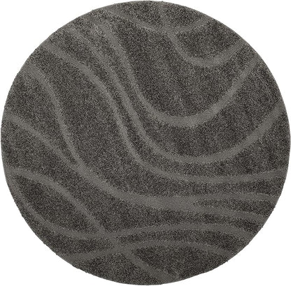 SAFAVIEH Florida Shag Collection Area Rug - 5' Round, Grey & Grey, Non-Shedding & Easy Care, 1.2-inch Thick Ideal for High Traffic Areas in Living Room, Bedroom (SG471-8080)