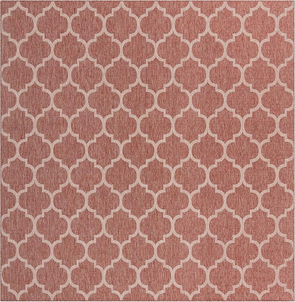 Unique Loom Outdoor Trellis Collection Area Rug - Trellis (Square 10' 8" x 10' 8", Rust Red/ Ivory)