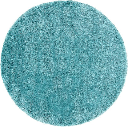 SAFAVIEH Milan Shag Collection 9' Round Aqua Blue SG180 Solid Non-Shedding Living Room Bedroom Dining Room Entryway Plush 2-inch Thick Area Rug