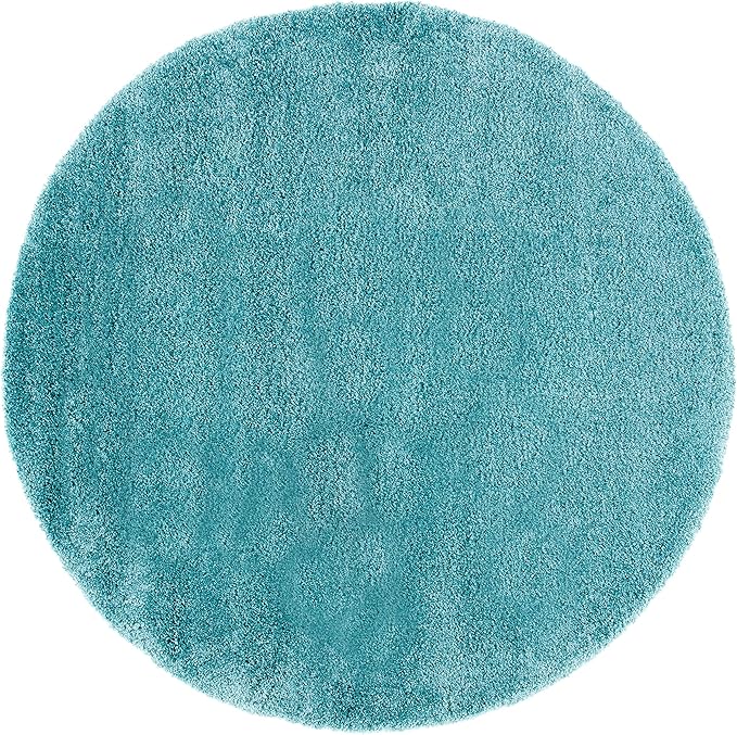 SAFAVIEH Milan Shag Collection 10' Round Aqua Blue SG180 Solid Non-Shedding Living Room Bedroom Dining Room Entryway Plush 2-inch Thick Area Rug
