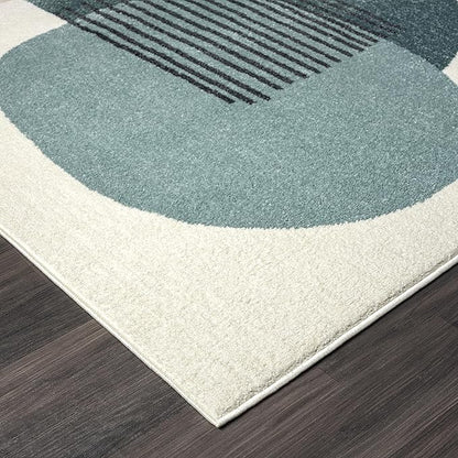 Abani Deco Area Rug -Cream/Green Minimalist Design -7'9" x 10'2"(8'x10') - Easy to Clean - Durable for Kids and Pets - Non-Shedding - Medium Pile - Soft Feel - for Living Room, Bedroom & Office