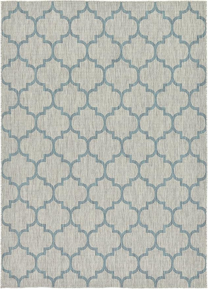 Unique Loom Outdoor Trellis Collection Area Rug (8' x 11' 4" Rectangle, Gray/ Ivory)