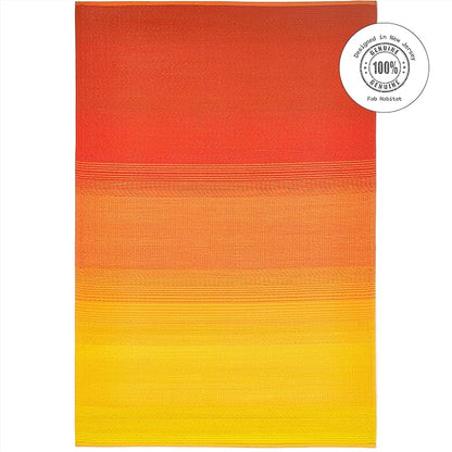 Fab Habitat Outdoor Rug - Waterproof, Fade Resistant, Crease-Free - Premium Recycled Plastic - Ombre - Patio, Porch, Deck, Balcony - Big Sur - Sunset - 5 x 8 ft