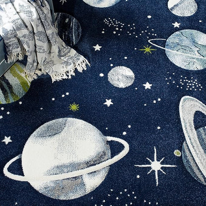 SAFAVIEH Carousel Kids Collection Area Rug - 5'3" x 7'6", Navy & Ivory, Non-Shedding & Easy Care, Ideal for High Traffic Areas for Boys & Girls in Playroom, Nursery, Bedroom (CRK103N)