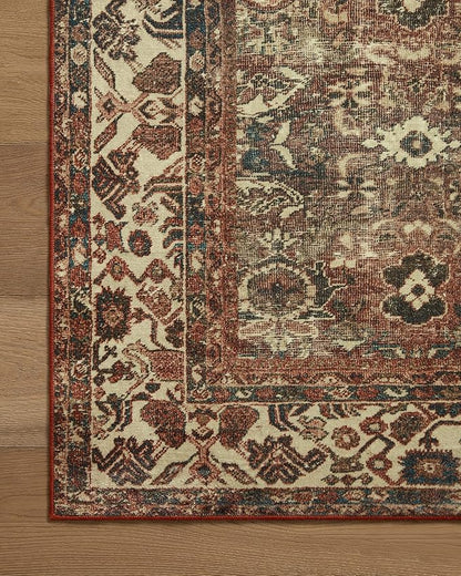 Loloi Magnolia Home by Joanna Gaines Banks Collection BAN-04 Brick/Ivory 2'-6" x 9'-6", .13" Pile Height, Machine Washable, Runner Rug