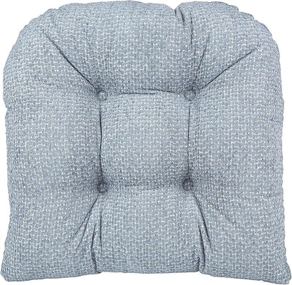 Klear Vu Omega Non-Slip Rocking Chair Cushion Set, Assembled in USA, Thick Padding & Tufted Design, Includes Seat Pad & Back Pillow with Ties, 17x17 Inches, 2-Piece Set, Tyson Delft Blue