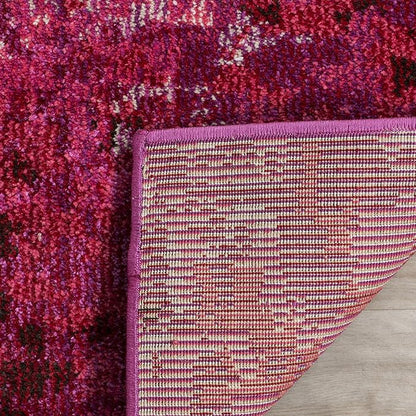 SAFAVIEH Monaco Collection Accent Rug - 3' x 5', Fuchsia, Boho Chic Abstract Watercolor Design, Non-Shedding & Easy Care, Ideal for High Traffic Areas in Entryway, Living Room, Bedroom (MNC225F)