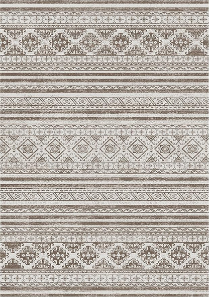 RUGSURE Washable Area Rugs 6' x 9' - 1/6 Thick - Moroccan-Inspired -Stain & Water Resistant Non-Slip - Resistant Rug for Living Room, Bedroom, Nursery, Pet & Child Friendly (Brown)