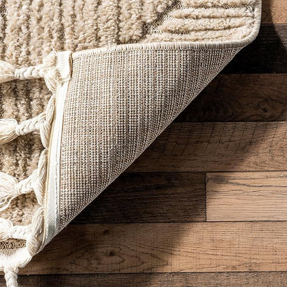 nuLOOM Kerry Beige, 6' Round, Geometric, Soft and Cozy, High Traffic, Stain Resistant, Easy Clean, Durable Area Rug for Bedroom, Living Room, Dining Space, Den, Foyer, Entryway