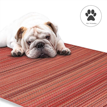 Fab Habitat Outdoor Rug - Waterproof, Fade Resistant, Crease-Free - Premium Recycled Plastic - Striped - Patio, Porch, Deck, Balcony - Cancun - Sunset - 5 x 8 ft