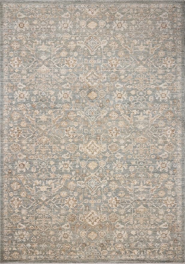 Loloi Chris Loves Julia Palma Collection PLM-05 Blue/Natural 3'-6" x 5'-6" Accent Rug Vintage Style Boho Living Room Bedroom Carpet