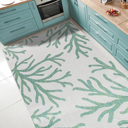 Keen Home Design Terrace Outdoor Area Rug - 5x8 Washable Indoor/Outdoor Rug for Patio, Kitchen, Balcony, Beach, Garden, Deck and Porch, Size: 5'3"x7'7"