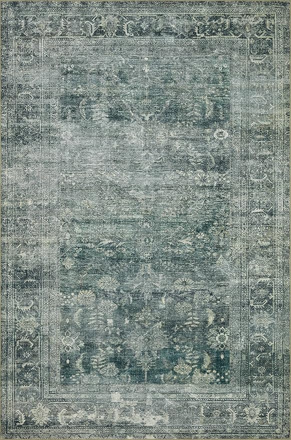 Loloi Magnolia Home by Joanna Gaines Banks Collection BAN-03 Blue/Lagoon 2'-6" x 12'-0", .13" Pile Height, Machine Washable, Runner Rug