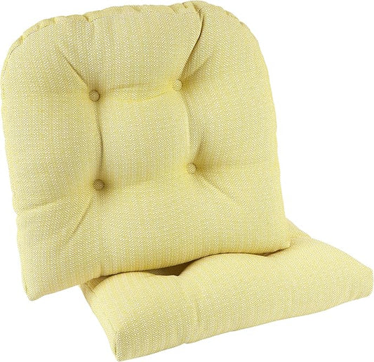 Klear Vu Gripper Overstuffed Universal Non-Slip Dining Chair Cushions for Kitchen Decor or Office Use, U-Shaped Skid-Proof Seat Pad, 17x17 Inches, 2 Count (Pack of 1), Solid Yellow