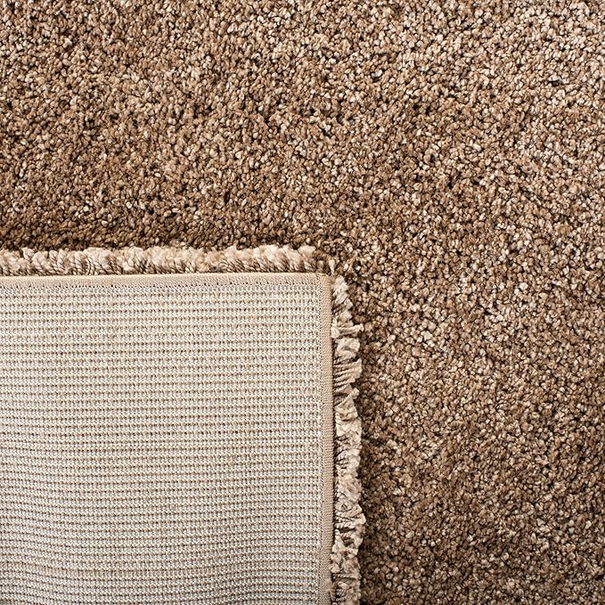 SAFAVIEH Milan Shag Collection 5'1" Round Dark Beige SG180 Solid Non-Shedding Living Room Bedroom Dining Room Entryway Plush 2-inch Thick Area Rug