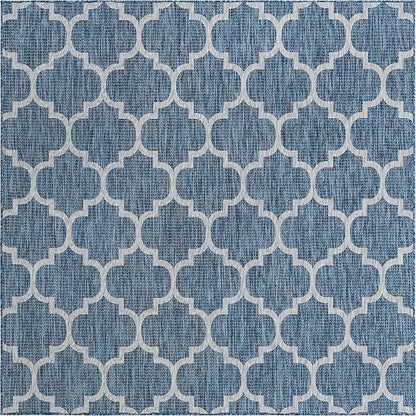 Unique Loom Trellis Collection Area Rug-Lattice Design, Moroccan Inspired for Indoor/Outdoor Décor, 7' 10" x 7' 10" Square, Navy Blue/Gray