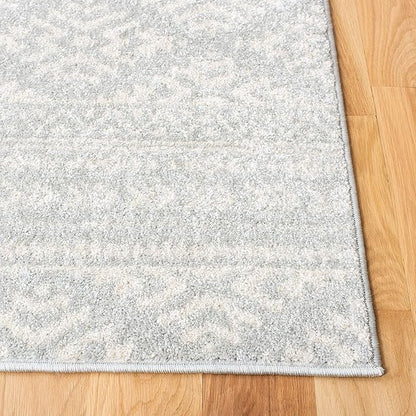 SAFAVIEH Tulum Collection Area Rug - 9' Square, Light Grey & Ivory, Moroccan Boho Tribal Design, Non-Shedding & Easy to Clean, Ideal for Living Room, Bedroom, Dining Space (TUL272F)