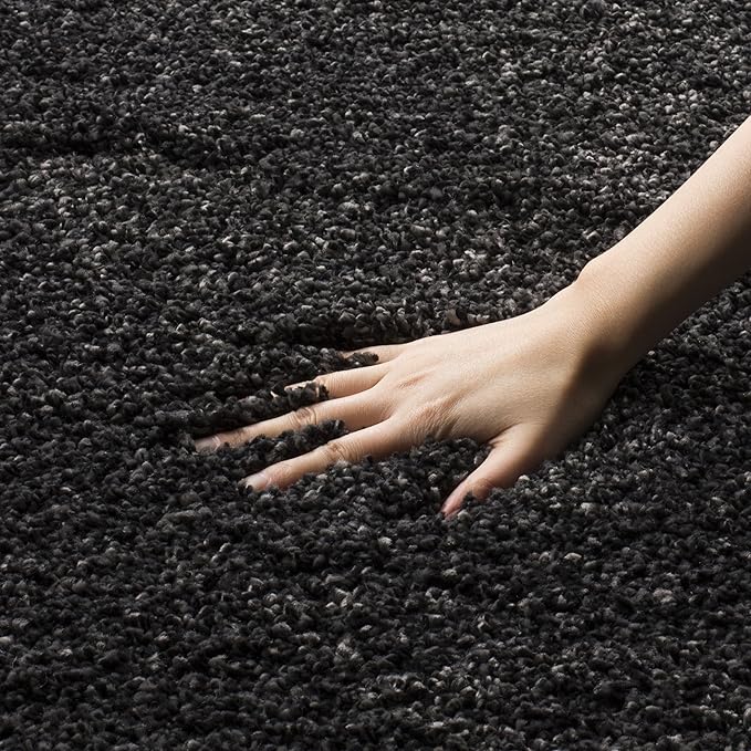 SAFAVIEH Milan Shag Collection Area Rug - 6' x 9', Dark Grey, Solid Design, Non-Shedding & Easy Care, 2-inch Thick Ideal for High Traffic Areas in Living Room, Bedroom (SG180-8484)