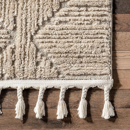 nuLOOM Kerry Beige, 6'7" x 9', Geometric, Soft and Cozy, High Traffic, Stain Resistant, Easy Clean, Durable Area Rug for Bedroom, Living Room, Dining Space, Den, Foyer, Entryway