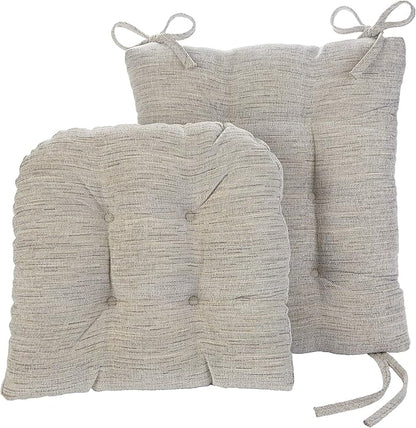 Klear Vu Omega Non-Slip Rocking Chair Cushion Set, Assembled in USA, Thick Padding & Tufted Design, Includes Seat Pad & Back Pillow with Ties, 17x17 Inches, 2-Piece Set, Saltbox Gray