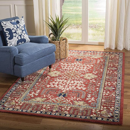 SAFAVIEH Antiquity Collection 3' x 5' Red / Multi AT64A Handmade Traditional Oriental Premium Wool Area Rug