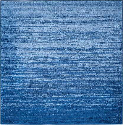 SAFAVIEH Adirondack Collection Area Rug - 8' Square, Light Blue & Dark Blue, Modern Ombre Design, Non Shedding & Easy to Clean, Ideal for Living Room, Bedroom, Office, Dining Space (ADR113F)