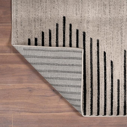 Rugshop Bohemian Stripe Stain Resistant High Traffic Living Room Kitchen Bedroom Dining Home Office Area Rug 8' 8" x 12' Cream