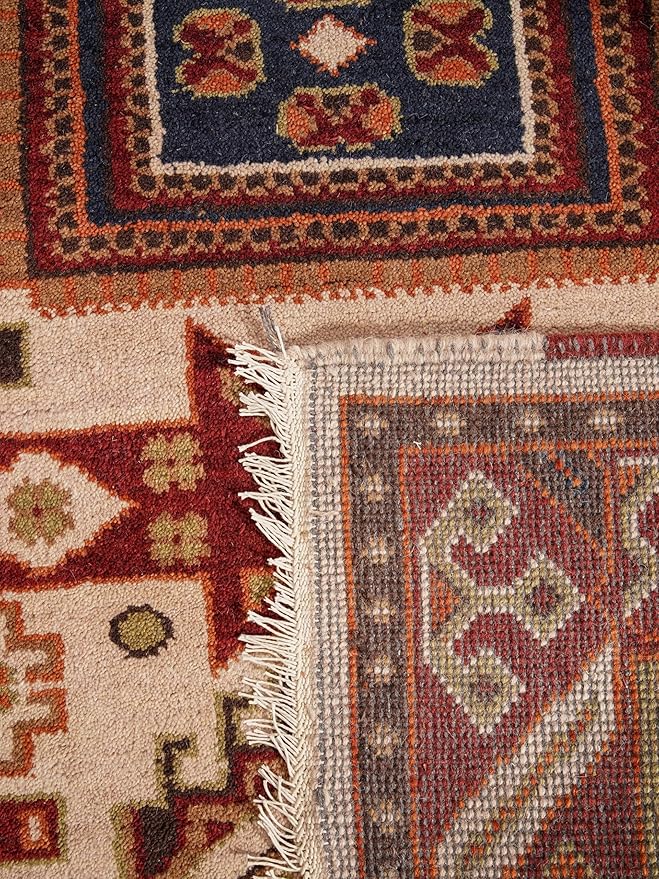 Hand Knotted Wool & Silk ECO-Friendly Oriental Area Rugs - 8'x10', Rectangle Shape, Cream Burgundy Color, Classic Oriental Traditional, Medium Pile Handmade Area Rugs (AF0102)