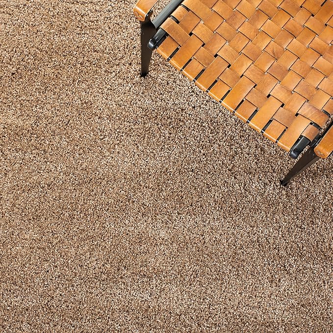SAFAVIEH Milan Shag Collection Runner Rug - 2' x 18', Dark Beige, Solid Design, Non-Shedding & Easy Care, 2-inch Thick Ideal for High Traffic Areas in Living Room, Bedroom (SG180-1414)