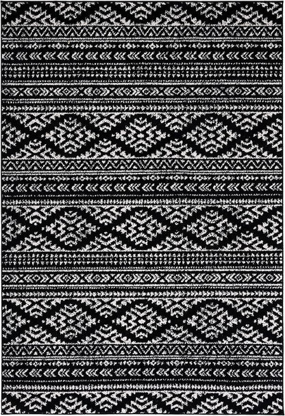 SAFAVIEH Tulum Collection Area Rug - 5'3" x 7'6", Black & Ivory, Moroccan Boho Tribal Design, Non-Shedding & Easy to Clean, Ideal for Living Room, Bedroom, Dining Space (TUL272Z)
