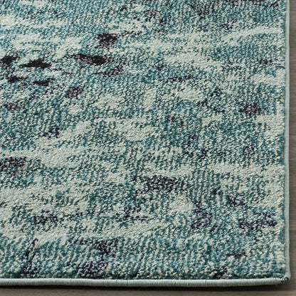 SAFAVIEH Monaco Collection Runner Rug - 2'2" x 8', Light Blue & Multi, Boho Chic Abstract Watercolor Design, Non-Shedding & Easy Care, Ideal for High Traffic Areas in Living Room, Bedroom (MNC225J)