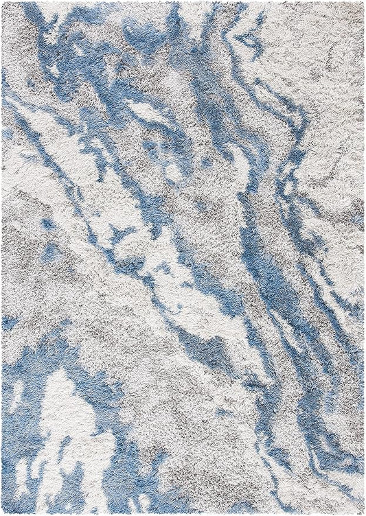 SAFAVIEH Horizon Shag Collection Accent Rug - 3' x 5', Grey & Blue, Non-Shedding & Easy Care, 2-inch Thick Ideal for High Traffic Areas in Entryway, Living Room, Bedroom (HZN890G)