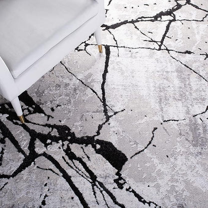 SAFAVIEH Amelia Collection Accent Rug - 3' x 5', Grey & Black, Modern Abstract Design, Non-Shedding & Easy Care, Ideal for High Traffic Areas in Entryway, Living Room, Bedroom (ALA293K)