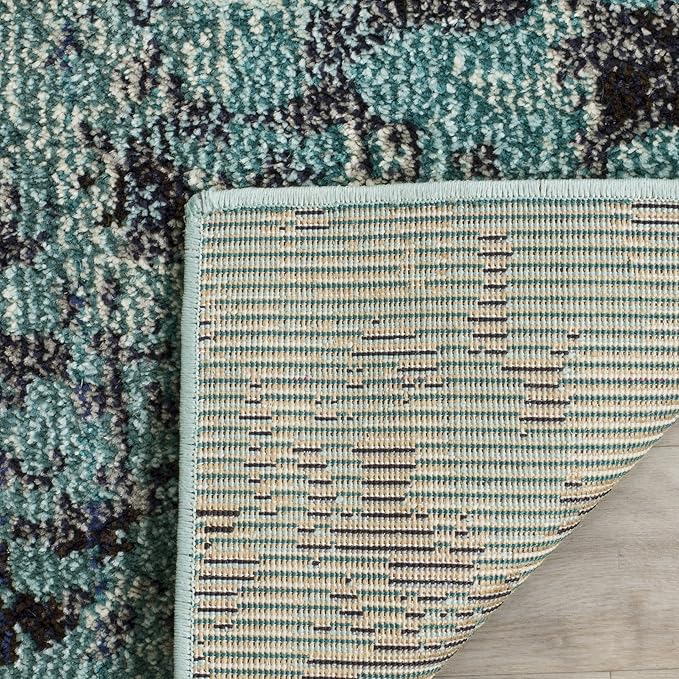 SAFAVIEH Monaco Collection Accent Rug - 4' x 5'7", Light Blue & Multi, Abstract Watercolor Design, Non-Shedding & Easy Care, Ideal for High Traffic Areas in Entryway, Living Room, Bedroom (MNC225J)