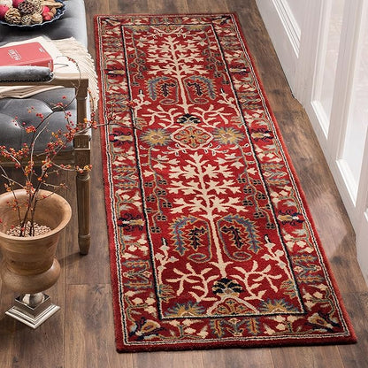 SAFAVIEH Area Rug 8x10 - Antiquity Collection - Large - Red & Multi, Handmade Wool, Traditional Bohemian Design, Ideal for Living Room, Bedroom, Office, Dining Space (AT64A)