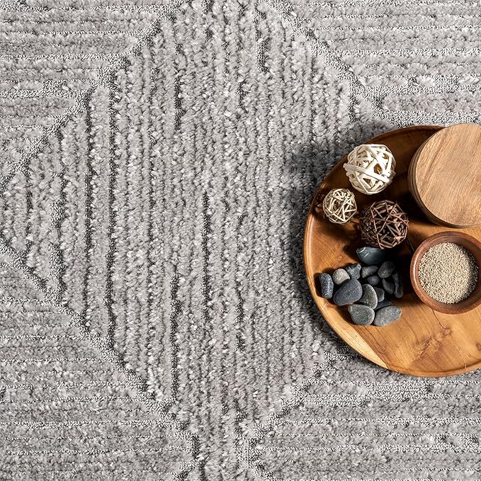 nuLOOM Kerry Light Grey, 2' x 3', Geometric, Soft and Cozy, High Traffic, Stain Resistant, Easy Clean, Durable Area Rug for Bedroom, Living Room, Dining Space, Den, Foyer, Entryway