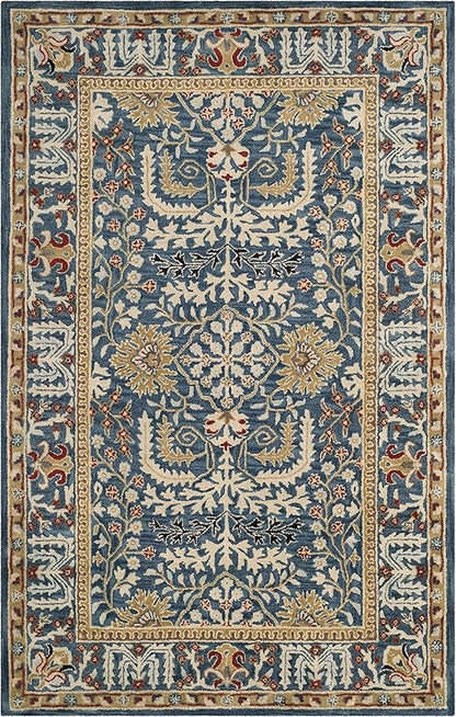 SAFAVIEH Antiquity Collection 4' x 6' Dark Blue/Multi AT64B Handmade Traditional Oriental Premium Wool Area Rug