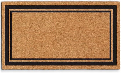 Barnyard Designs Natural Coco Coir Heavy Duty Backing Doormat - Large Cute Non-Slip Front Door Welcome Mat for Outside Entrance or Porch Entry, Brown (17x30, Border)
