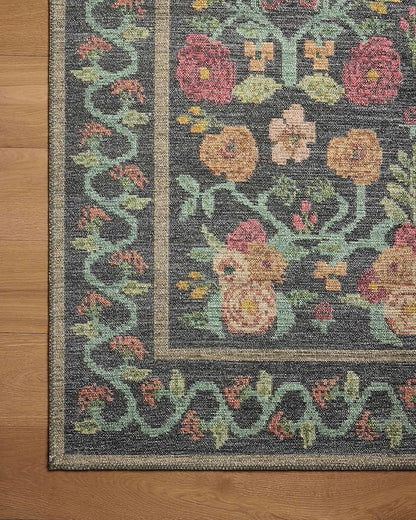 Loloi Rifle Paper Co. Rosa Collection RSA-01 Black 3'-9" x 5'-6" Accent Rug