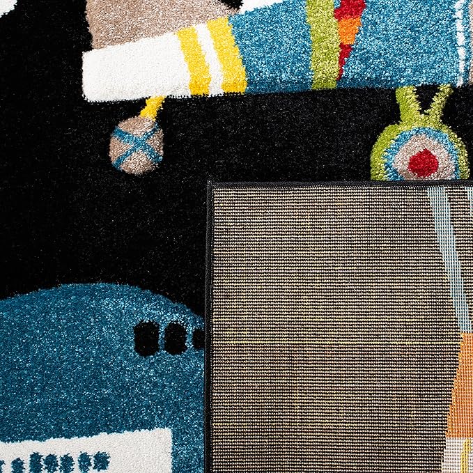 SAFAVIEH Carousel Kids Collection Accent Rug - 2' x 3', Black & Ivory, Non-Shedding & Easy Care, Ideal for High Traffic Areas for Boys & Girls in Playroom, Nursery, Bedroom (CRK167Z)