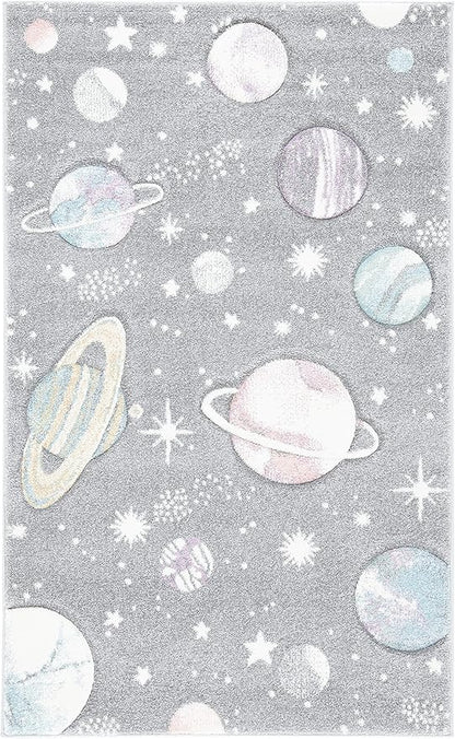 SAFAVIEH Carousel Kids Collection Accent Rug - 2' x 3', Grey & Lavender, Non-Shedding & Easy Care, Ideal for High Traffic Areas for Boys & Girls in Playroom, Nursery, Bedroom (CRK103F)