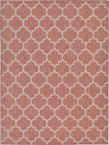 Unique Loom Outdoor Trellis Collection Area Rug (9' x 12' Rectangle, Rust Red/ Ivory)